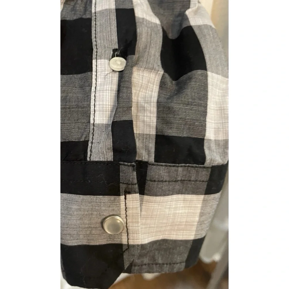 Coastal Pearl Snap Shirt Mens Large Black Gray Plaid Western Cowboy Rodeo - Picture 5 of 5